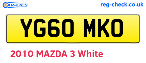 YG60MKO are the vehicle registration plates.