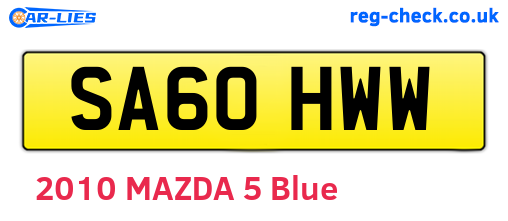 SA60HWW are the vehicle registration plates.