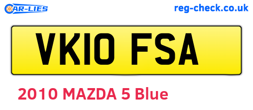VK10FSA are the vehicle registration plates.