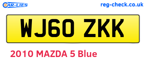 WJ60ZKK are the vehicle registration plates.