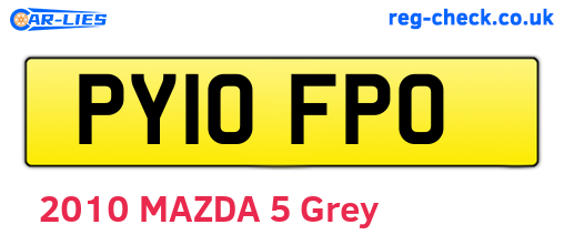 PY10FPO are the vehicle registration plates.
