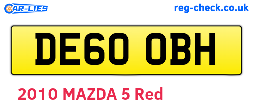 DE60OBH are the vehicle registration plates.