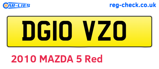 DG10VZO are the vehicle registration plates.