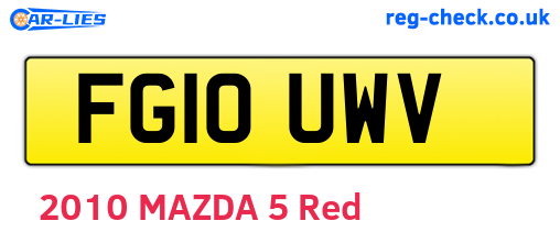 FG10UWV are the vehicle registration plates.