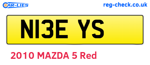 N13EYS are the vehicle registration plates.