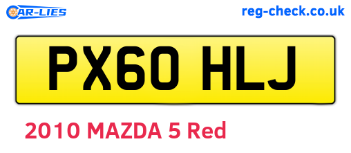 PX60HLJ are the vehicle registration plates.