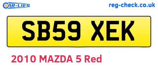 SB59XEK are the vehicle registration plates.