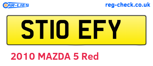 ST10EFY are the vehicle registration plates.