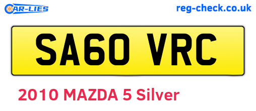 SA60VRC are the vehicle registration plates.