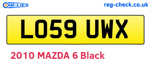 LO59UWX are the vehicle registration plates.