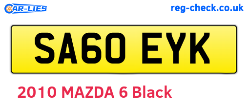 SA60EYK are the vehicle registration plates.