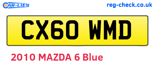 CX60WMD are the vehicle registration plates.
