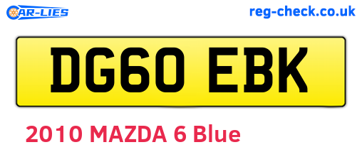 DG60EBK are the vehicle registration plates.