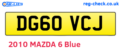 DG60VCJ are the vehicle registration plates.