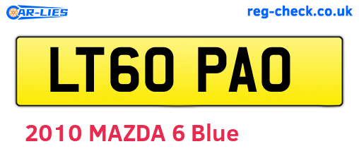 LT60PAO are the vehicle registration plates.