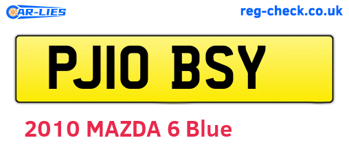 PJ10BSY are the vehicle registration plates.