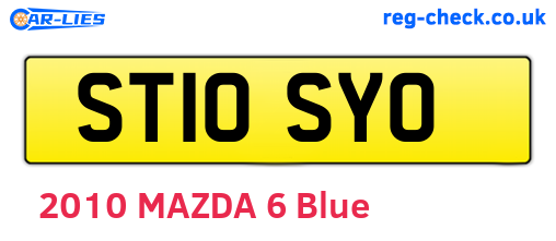 ST10SYO are the vehicle registration plates.