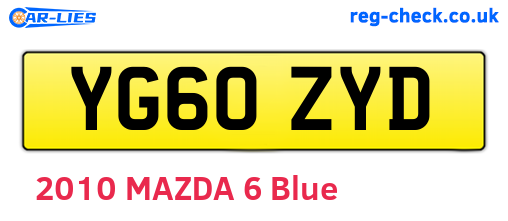 YG60ZYD are the vehicle registration plates.