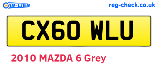 CX60WLU are the vehicle registration plates.