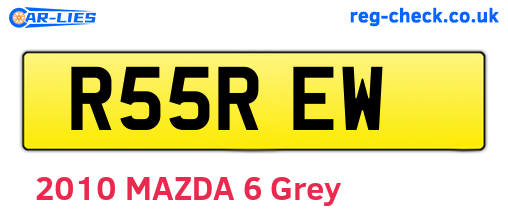 R55REW are the vehicle registration plates.