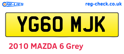 YG60MJK are the vehicle registration plates.