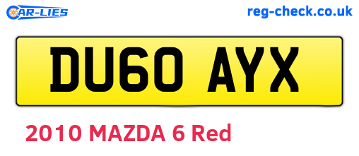 DU60AYX are the vehicle registration plates.