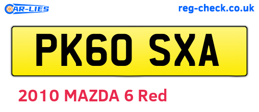 PK60SXA are the vehicle registration plates.
