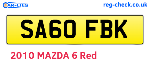 SA60FBK are the vehicle registration plates.