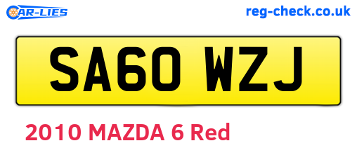 SA60WZJ are the vehicle registration plates.