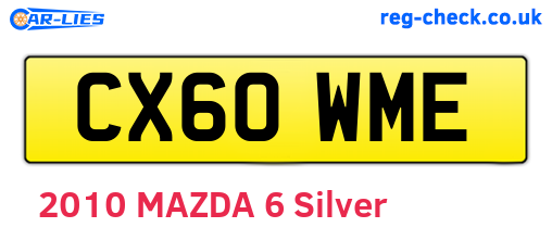 CX60WME are the vehicle registration plates.