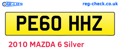 PE60HHZ are the vehicle registration plates.