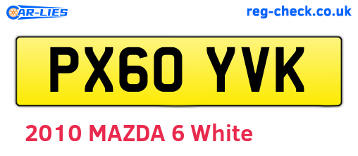 PX60YVK are the vehicle registration plates.