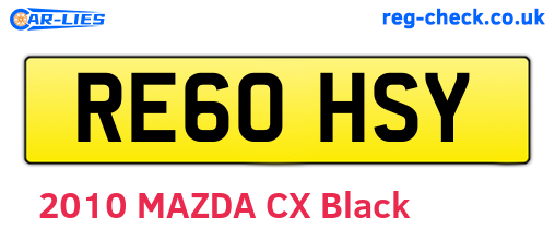 RE60HSY are the vehicle registration plates.