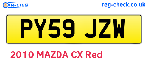 PY59JZW are the vehicle registration plates.