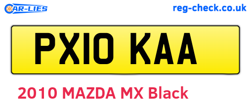 PX10KAA are the vehicle registration plates.