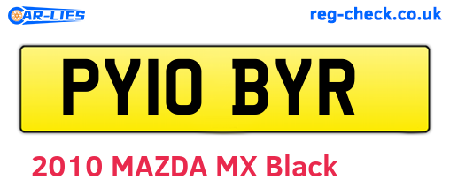 PY10BYR are the vehicle registration plates.