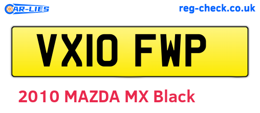 VX10FWP are the vehicle registration plates.