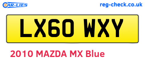 LX60WXY are the vehicle registration plates.