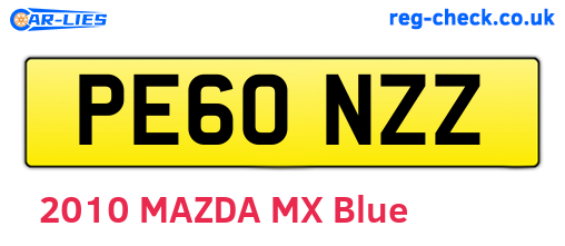 PE60NZZ are the vehicle registration plates.
