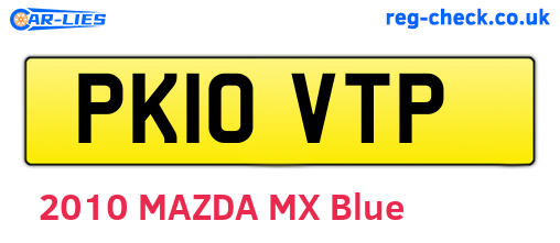 PK10VTP are the vehicle registration plates.