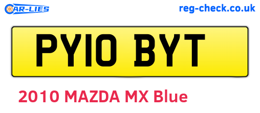 PY10BYT are the vehicle registration plates.