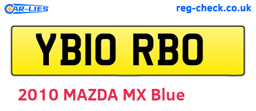YB10RBO are the vehicle registration plates.
