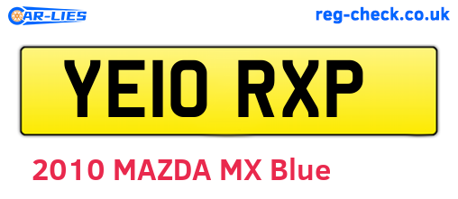 YE10RXP are the vehicle registration plates.