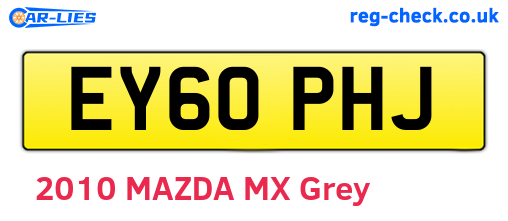 EY60PHJ are the vehicle registration plates.