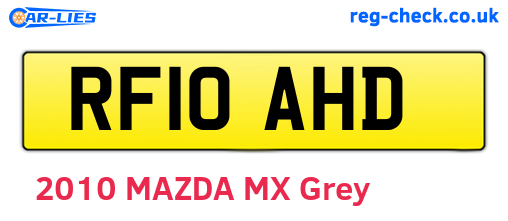 RF10AHD are the vehicle registration plates.