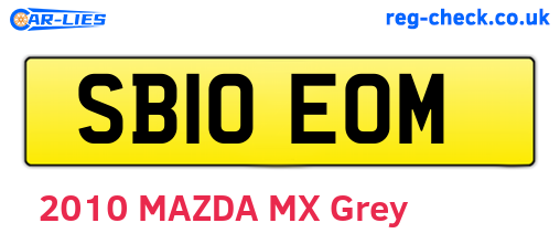 SB10EOM are the vehicle registration plates.