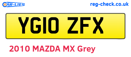 YG10ZFX are the vehicle registration plates.