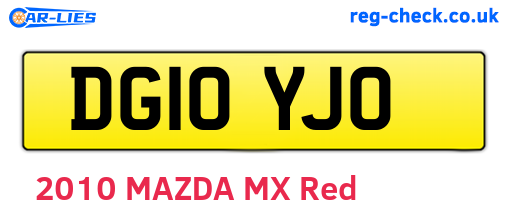 DG10YJO are the vehicle registration plates.