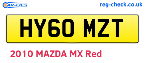 HY60MZT are the vehicle registration plates.