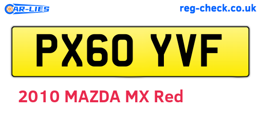 PX60YVF are the vehicle registration plates.